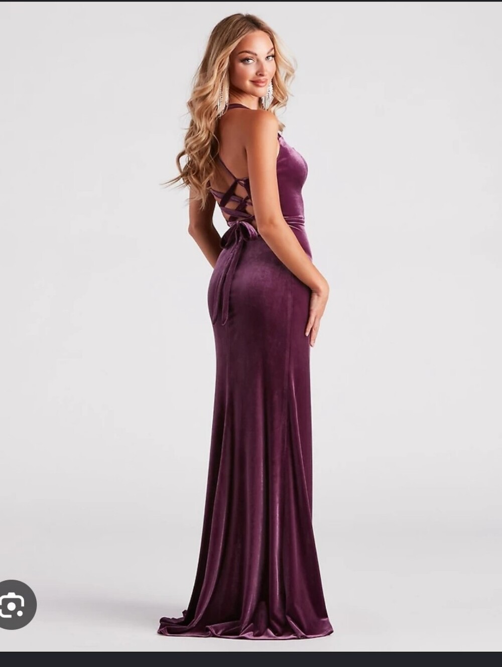 Windsor Christina Lace-Up Back Velvet Dress